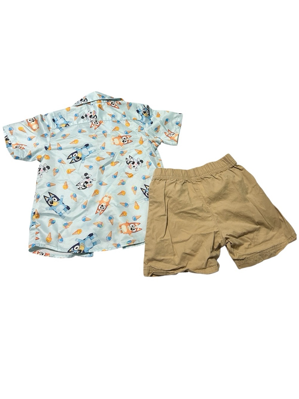 Toddler Boys Bluey Button-Up Shirt & Tan Shorts Set - Picture 2 of 3